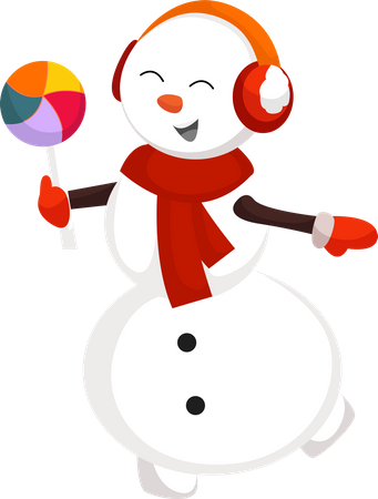 Christmas Snowman with Lollipop  イラスト
