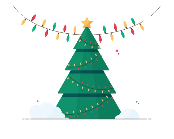 Christmas tree and lights Illustration