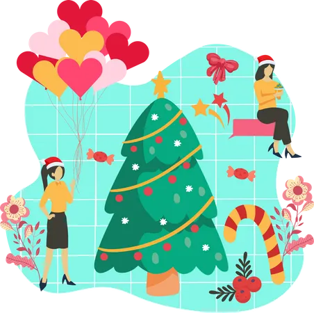 Christmas tree decoration Illustration