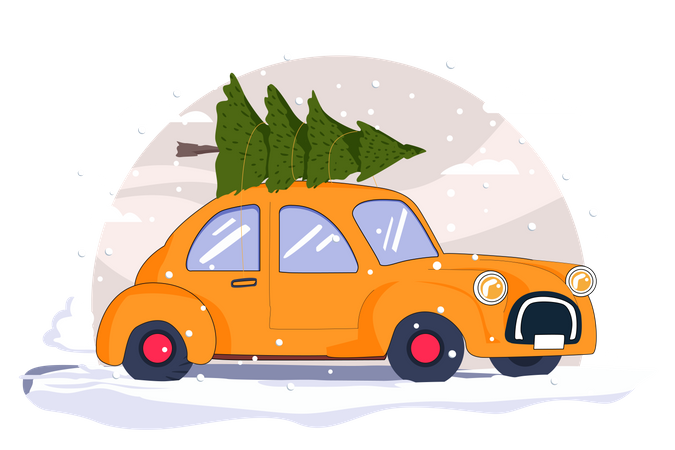 Christmas Tree Delivery Illustration