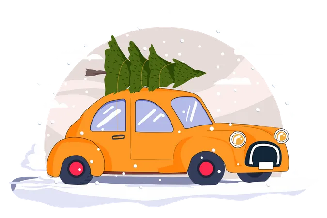 Christmas Tree Delivery  Illustration