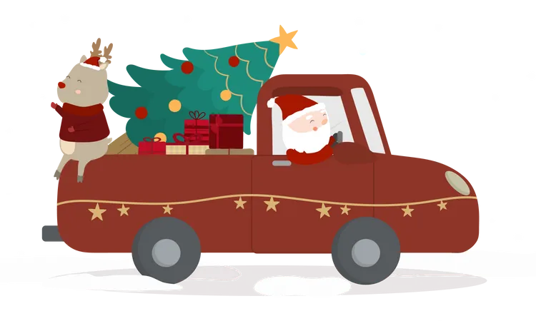 Christmas tree delivery Illustration