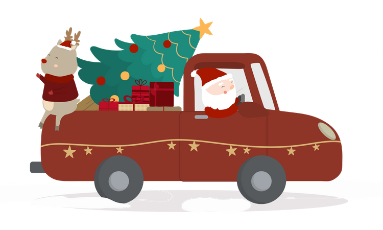 Christmas tree delivery  Illustration