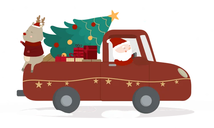 Christmas tree delivery  Illustration