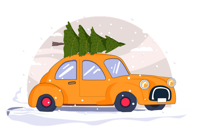 Christmas Tree Delivery  Illustration