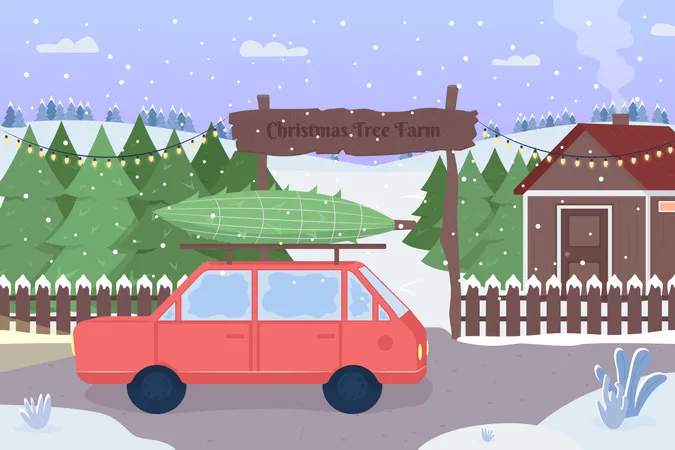 Christmas tree farm Illustration