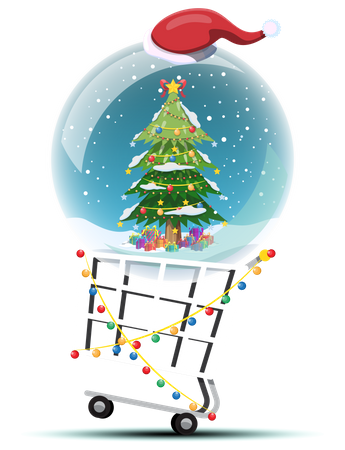 Christmas tree in crystal balls  Illustration