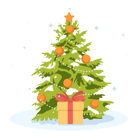 Christmas tree in decoration  Illustration