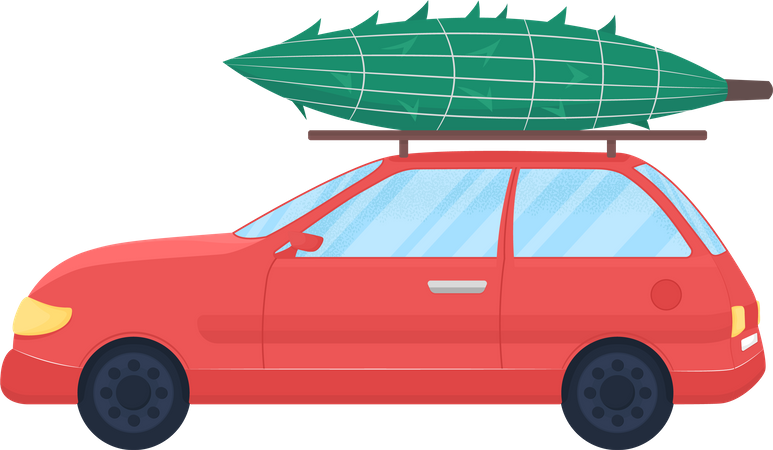 Christmas tree on car  Illustration