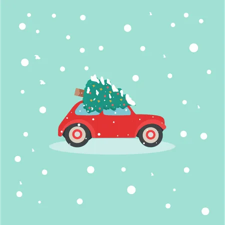 Christmas tree on the way  Illustration