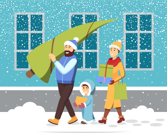 Christmas Tree Shopping  Illustration
