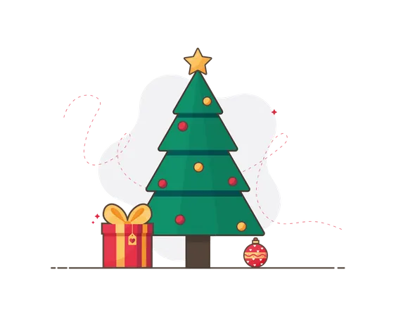 Christmas tree with Christmas gifts Illustration