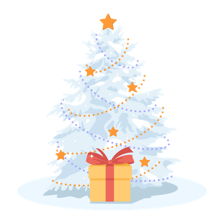 Christmas tree with gift  Illustration