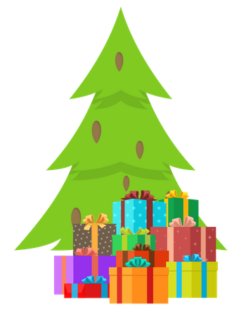 Christmas tree with gift boxs  Illustration