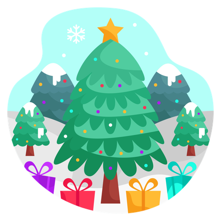 Christmas Tree with gifts  Illustration
