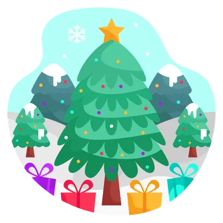 Christmas Tree with gifts  Illustration