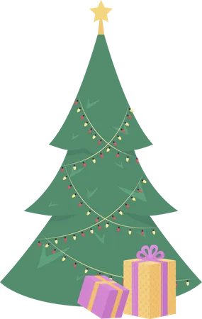 Christmas tree with gifts  Illustration
