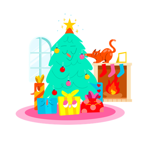 Christmas tree with gifts Illustration