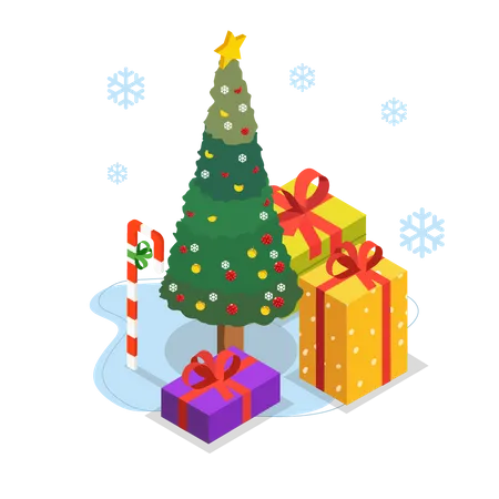 Christmas tree with gifts  Illustration