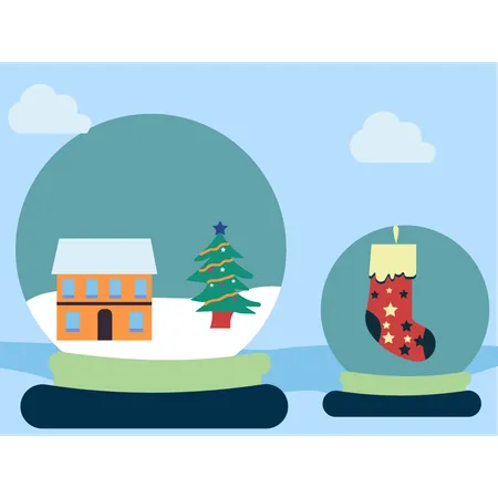 Christmas trees decorated throughout house  Illustration