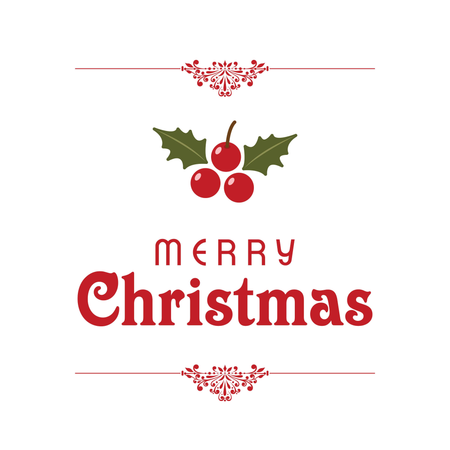 Christmas Typographic With Red Cherries Illustration