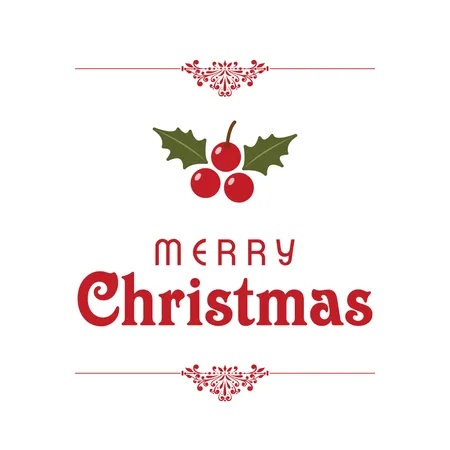 Christmas Typographic With Red Cherries  Illustration