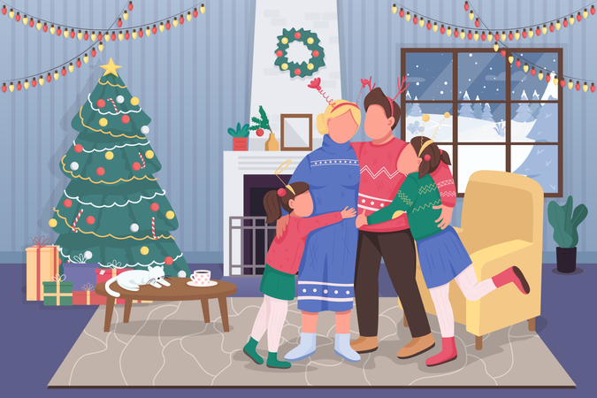 Christmas with family Illustration