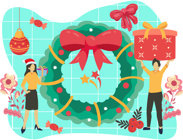 Christmas wreath for decoration  Illustration