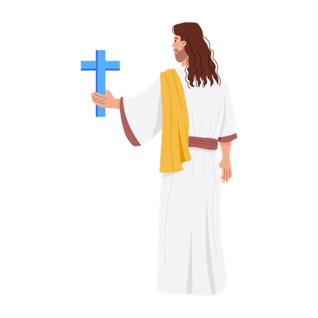 Christus hält Kreuz  Illustration