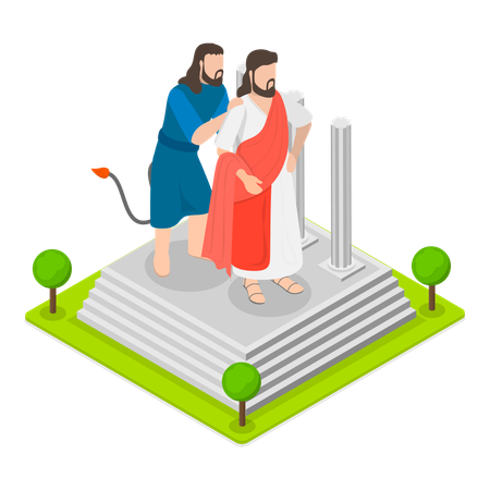 Christus wird vom Teufel versucht  Illustration