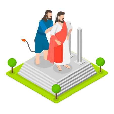 Christus wird vom Teufel versucht  Illustration