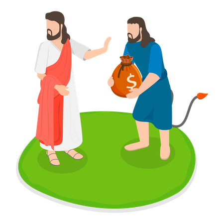 Christus wird vom Teufel versucht  Illustration