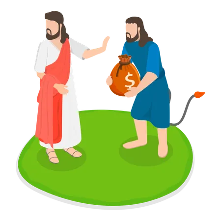 Christus wird vom Teufel versucht  Illustration