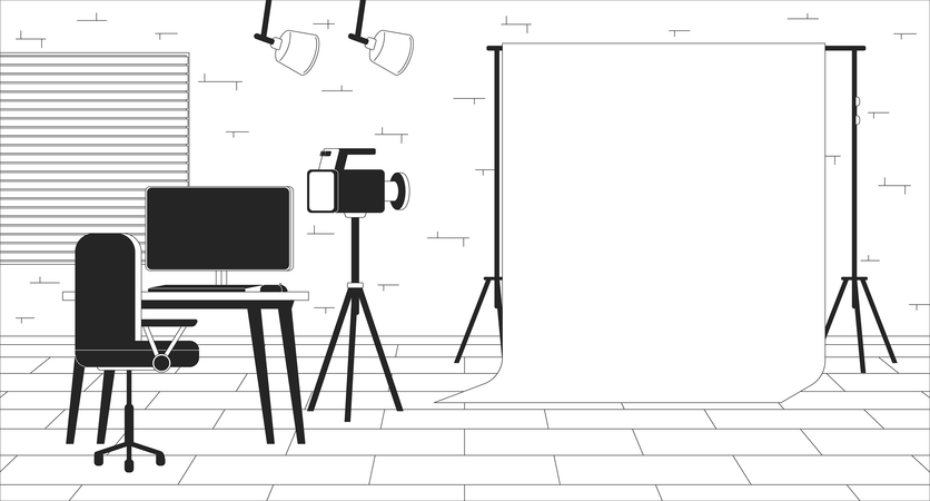 Chromakey screen at shooting set  Illustration