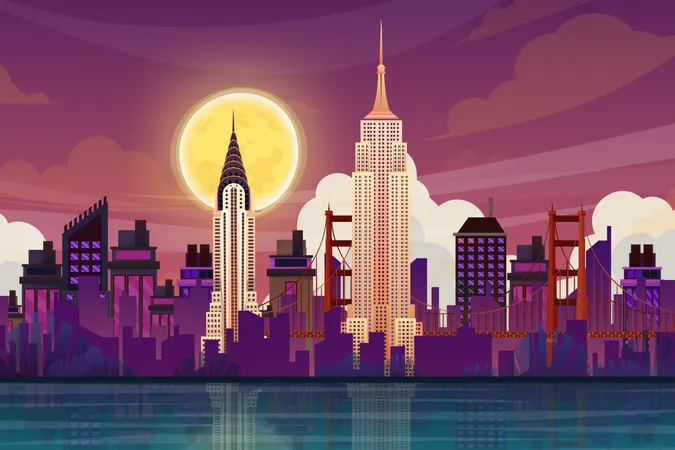 Chrysler Building and Empire State Building  Illustration
