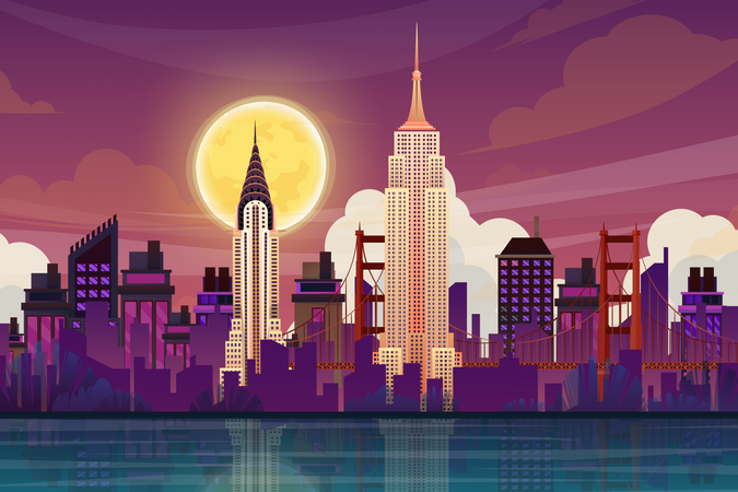 Chrysler Building and Empire State Building Illustration