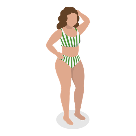 Chubby girl wearing swinsuit  Illustration