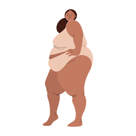Chubby woman wearing two piece posing sideways  Illustration