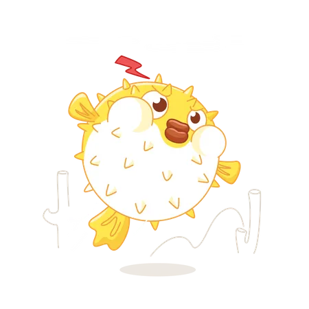 Chubby Yellow Puffer Fish  Illustration
