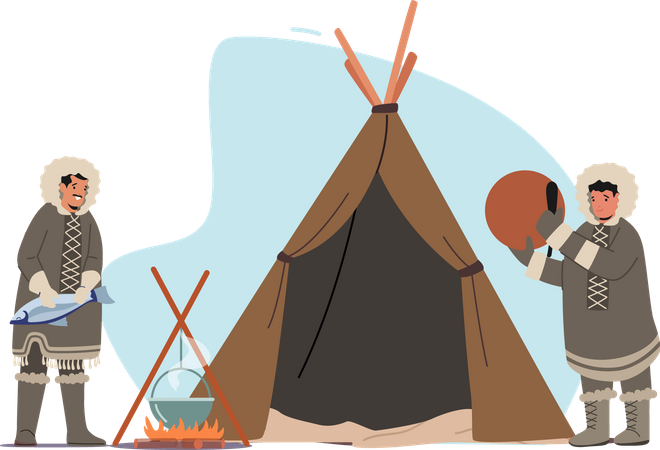 Pueblos de minorías indígenas del Polo Norte Chukchi  Ilustración