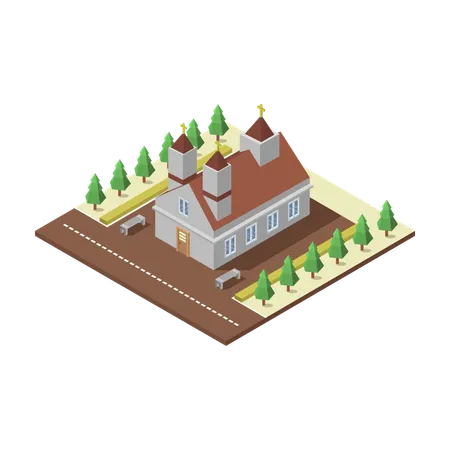 Church Building  Illustration