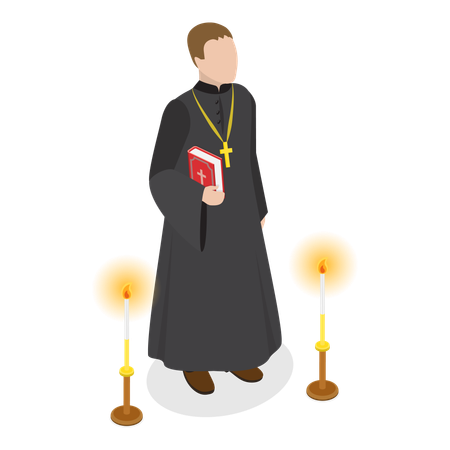 Church father standing with holy book  Illustration
