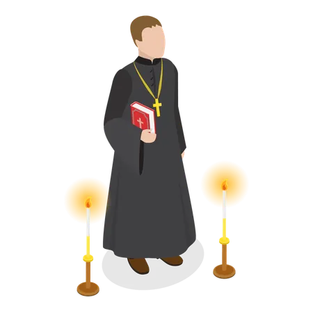 Church father standing with holy book  Illustration