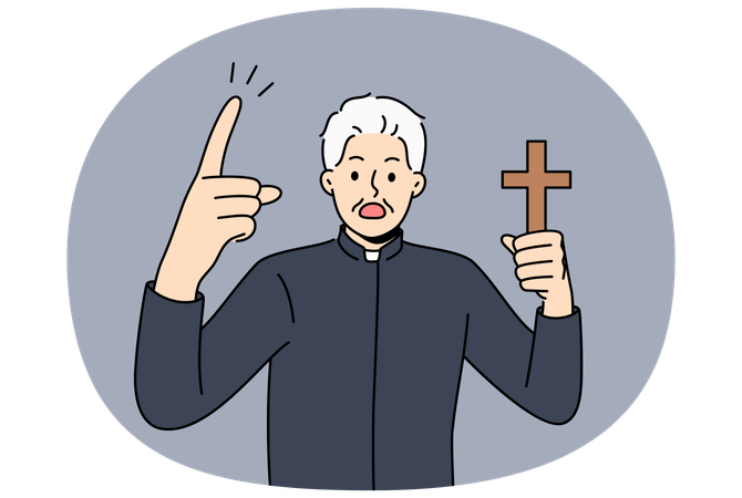 Church father with cross  Illustration