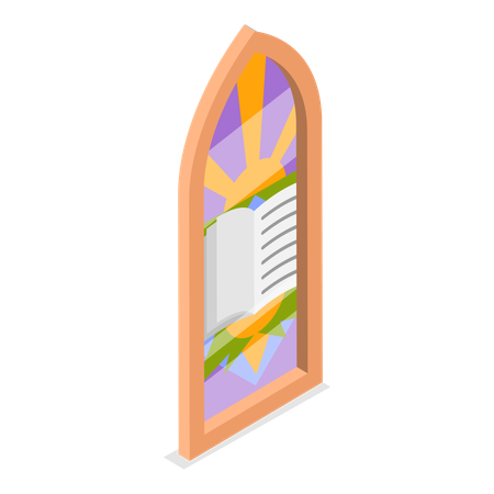 Church Stained Arched Windows  Illustration