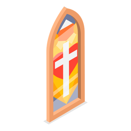 Church Stained Arched Windows  Illustration