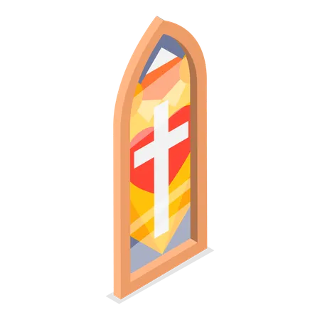 Church Stained Arched Windows  Illustration