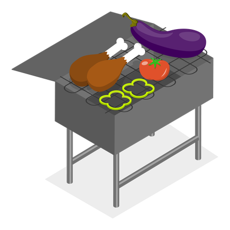 Cozinhar churrasqueira  Ilustração