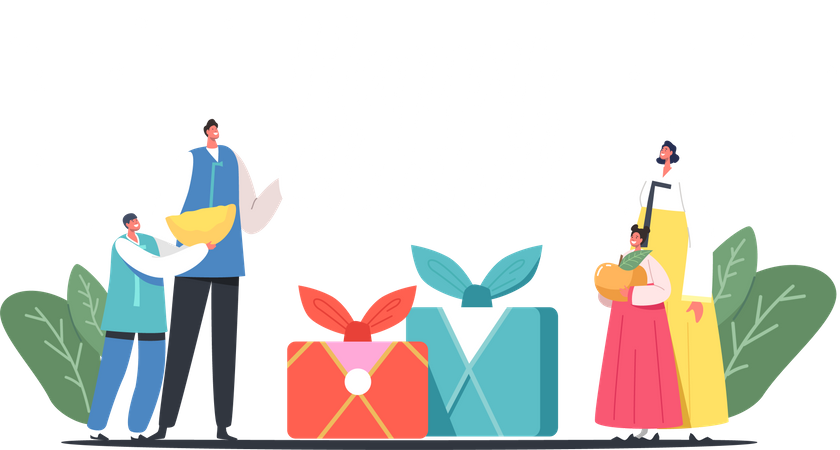 Chuseok Toke Korean Tradition Asian Thanksgiving Day Celebration Illustration