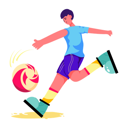 Chutar futebol  Ilustração